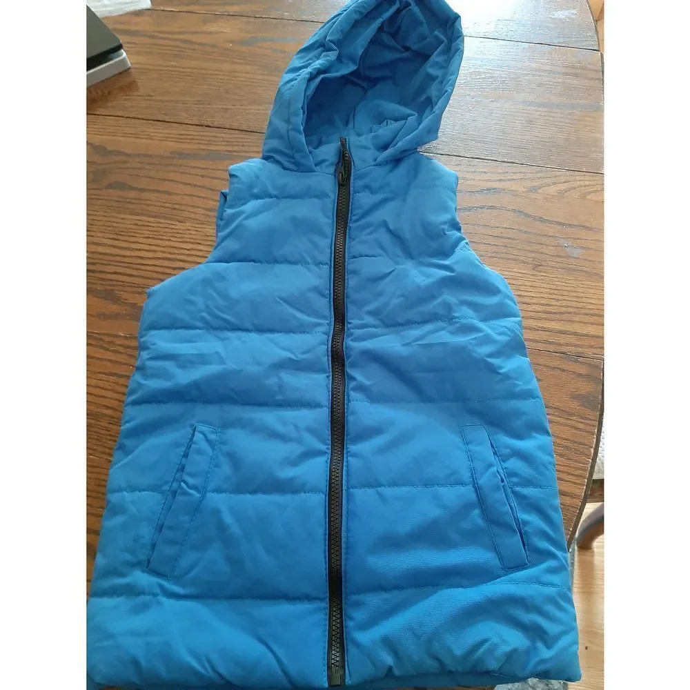 NWOT Kid's Size 8 Blue Hooded Vest Full Zip with Pockets